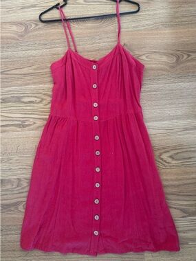 Universal Thread Red Linen Blend Button Down Knee Length Dress - XL